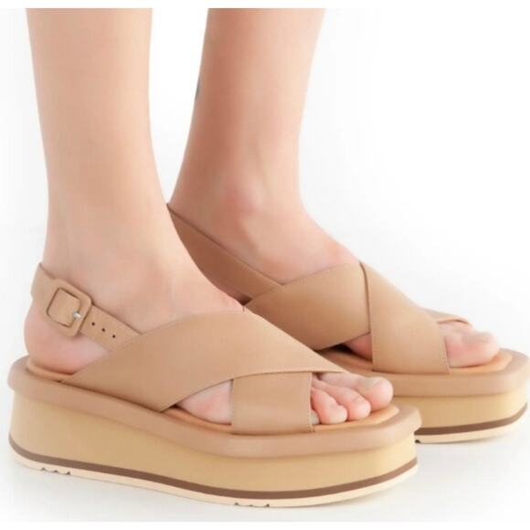 Paloma Barcelo beige Madidi slingback wedge sandals size 40/ US 9.5 - Picture 2 of 14